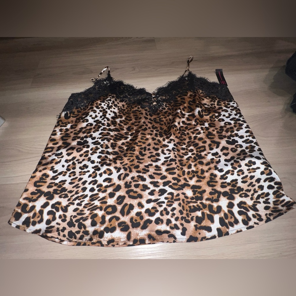 No Boundaries Satin Leopard Lace Tank